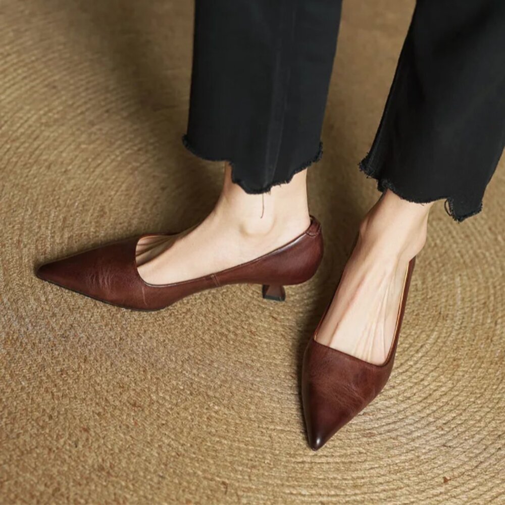 Riley River Anok Genuine Leather Heels in brown - Picture 2 of 5